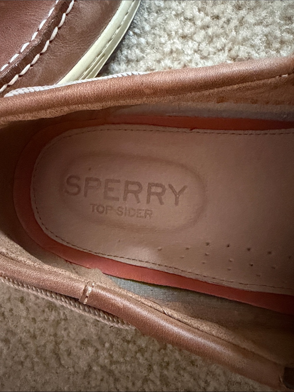 Sperry Chestnut Brown Leather Boat Shoes with Cream Sole - Picture 2 of 4
